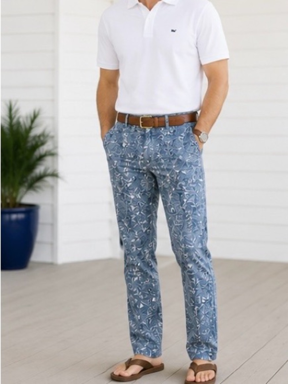 Vineyard Vines Men’s Slim Fit Straight Breaker Pants Nautical Flags Print 32x30
